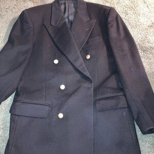Elegant Black Double-Breasted Pea Coat